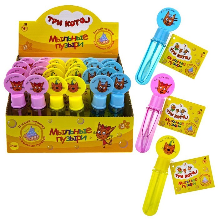 Мыльные пузыри Т22205 Три Кота,нелопающиеся с кругляшом на крышке, 10 мл 1toy 372-485