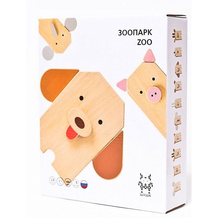 Конструктор деревянный Шуша "Забавные животные" (расширенный) 6577