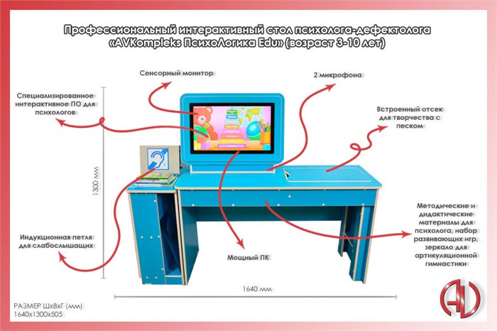 🔰Профессиональный интерактивный стол психолога-дефектолога «AVKompleks ПсихоЛогика Edu» (возраст 5-18 лет) ✅ 1290