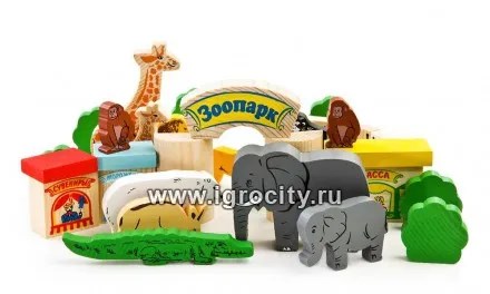Деревянные фигурки животных для детей "Зоопарк", 39 деталей, Томик, арт. 7678-5 1808156810