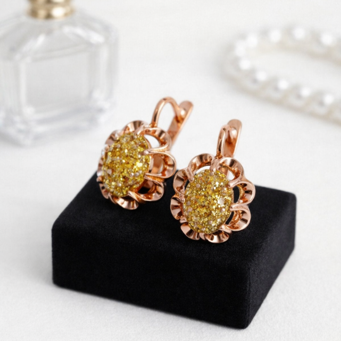 Серьги круглые с крупным камнем Каталог >> Бижутерия >> Ювелирная бижутерия коллекция "Дубай", покрытие позолота, вставка: пластик, цвет: желтый, арт.313.427 313.427