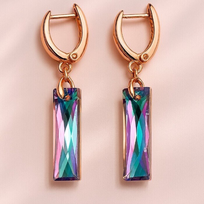 Серьги с камнем под Swarovski Каталог >> Бижутерия >> Ювелирная бижутерия коллекция "Дубай", покрытие позолота, цвет: розовый с голубым, арт.414.377 414.377