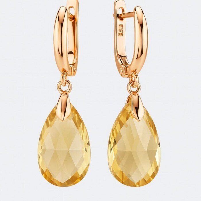 Серьги с камнем под Swarovski Каталог >> Бижутерия >> Ювелирная бижутерия коллекция "Дубай", покрытие позолота, цвет: бледно-желтый, арт.414.380 414.380