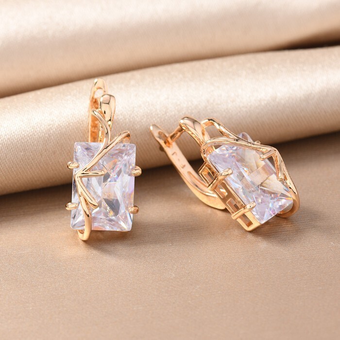 Серьги с крупным камнем Каталог >> Бижутерия >> Ювелирная бижутерия коллекция "Дубай", покрытие позолота,  вставка: фианит, цвет: прозрачный, арт.217.356 217.356
