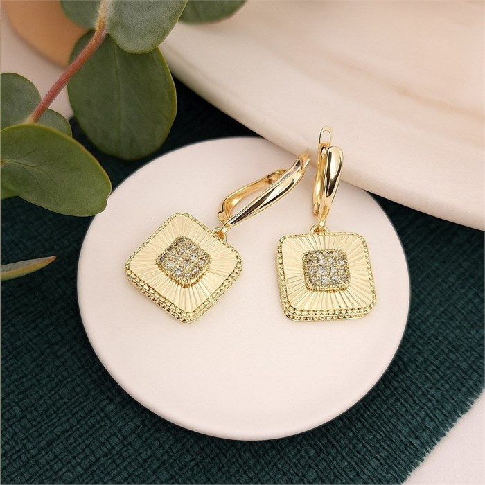 Серьги висячие, цвет покрытия лимонное золото, арт.313.229 313.229