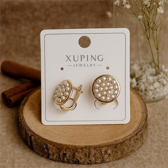 Серьги коллекция "Xuping" покрытие позолота, вставка: искусственный жемчуг, арт.004.099 004.099
