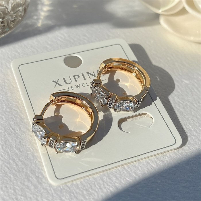 Серьги коллекция "Xuping" покрытие позолота, вставка: фианиты, арт.004.090 004.090