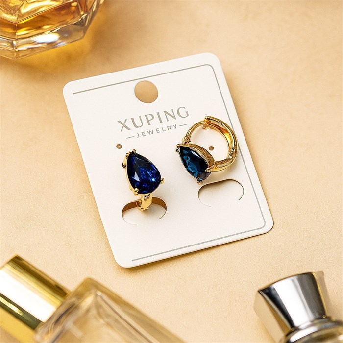 Серьги коллекция "Xuping" покрытие позолота, вставка: фианит, цвет: синий, арт.004.067 004.067