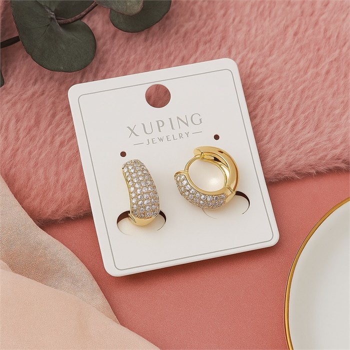 Серьги коллекция "Xuping" покрытие позолота, вставка: фианиты, арт.004.044 004.044