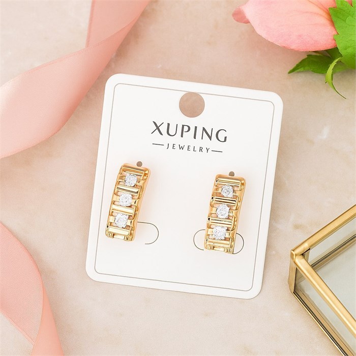 Серьги коллекция "Xuping" покрытие позолота, вставка: фианиты, арт.004.045 004.045