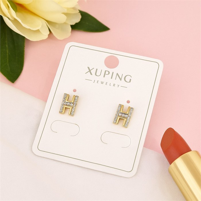 Серьги коллекция "Xuping" покрытие позолота, вставка: фианиты, арт.004.041 004.041