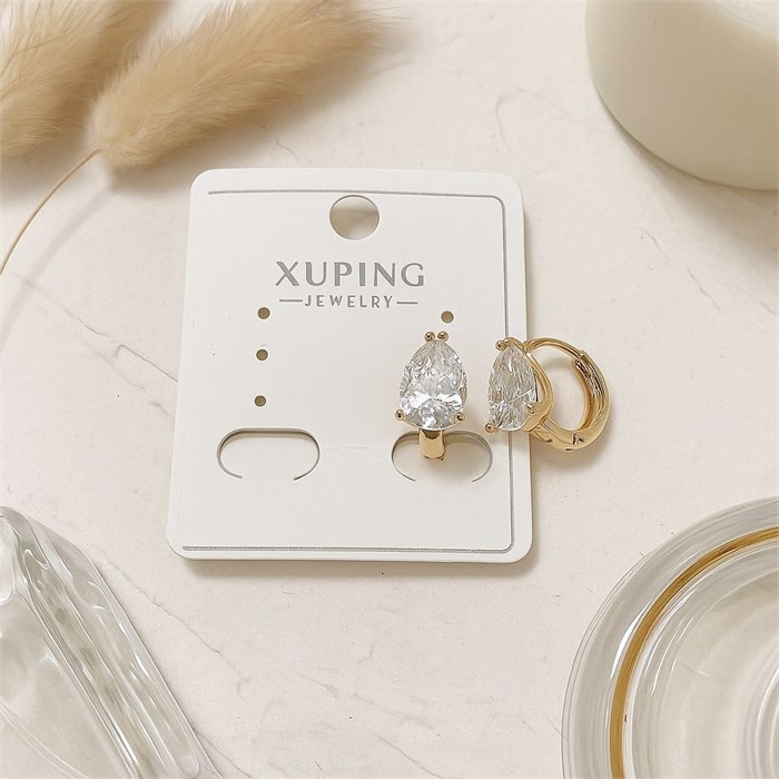 Серьги коллекция "Xuping" покрытие позолота, вставка: фианит, цвет: прозрачный, арт.004.013 004.013