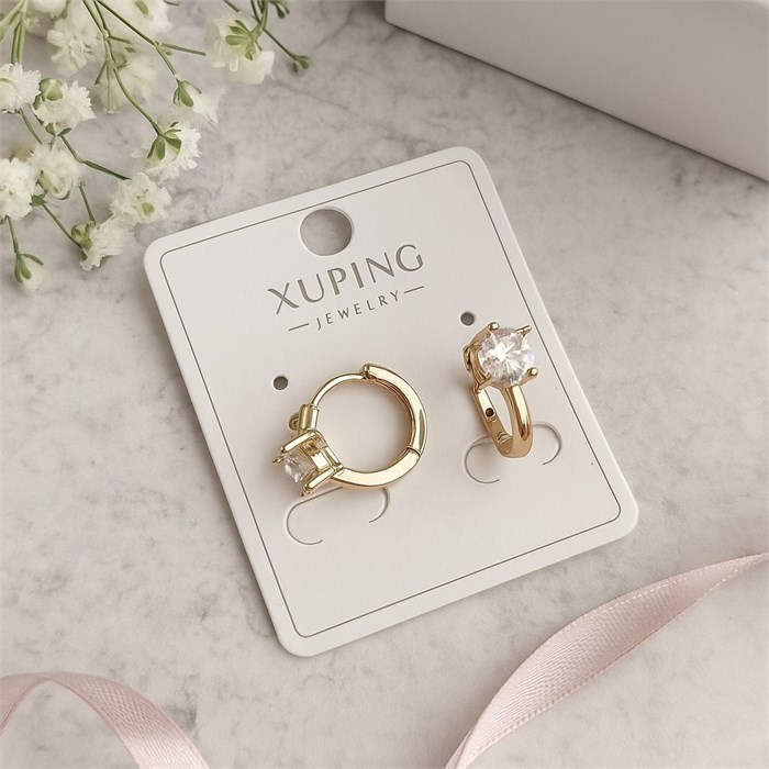 Серьги коллекция "Xuping" покрытие позолота, вставка: фианит, цвет: прозрачный, арт.004.008 004.008