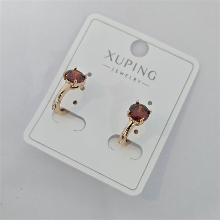 Серьги коллекция "Xuping" покрытие позолота, вставка: фианит, цвет: красный, арт.004.009 004.009