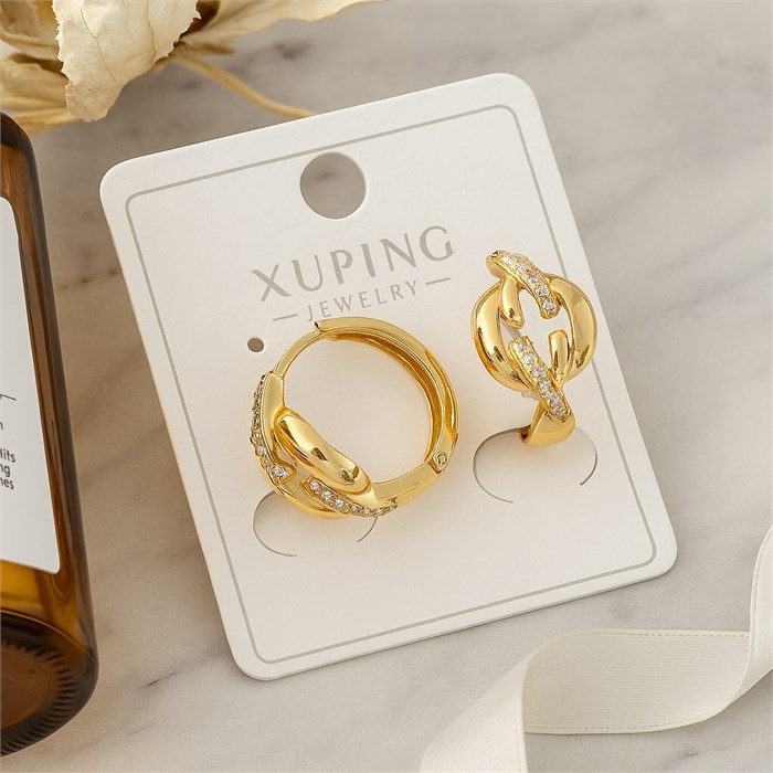 Серьги коллекция "Xuping" покрытие позолота, вставка: фианиты, арт.004.001 004.001