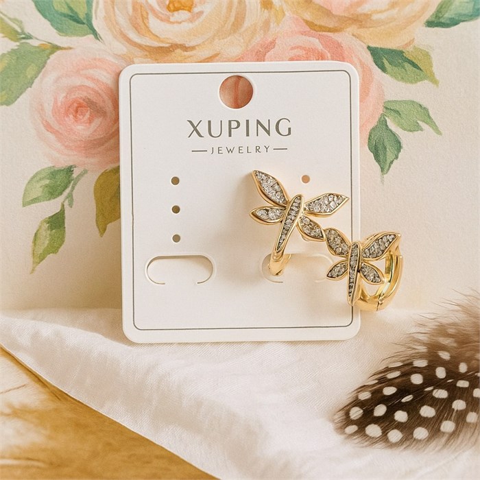 Серьги коллекция "Xuping" покрытие позолота, вставка: фианиты, арт.004.002 004.002