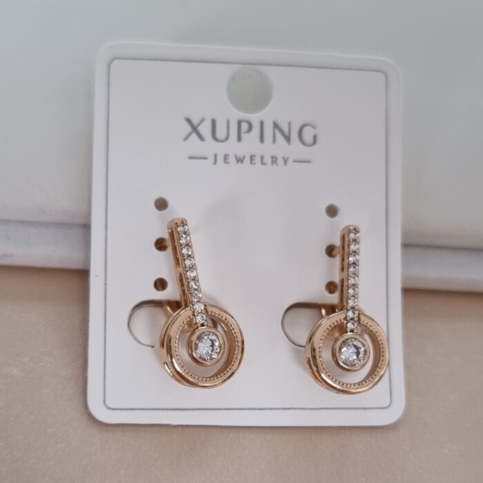 Серьги коллекция "Xuping" покрытие позолота, вставка: фианиты, цвет: прозрачный, арт.101.241 101.241