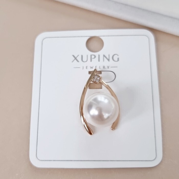 Кулон крупный коллекция "Xuping" покрытие позолота, вставка: фианиты и искусственный жемчуг, арт.101.235 101.235
