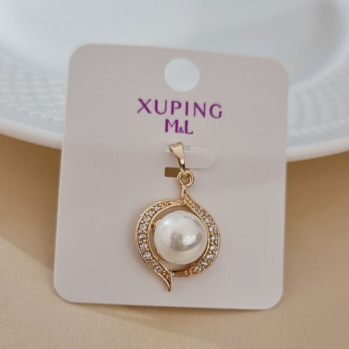 Кулон коллекция "Xuping ML" покрытие позолота, вставка: фианит и искусственный жемчуг, арт.101.222 101.222
