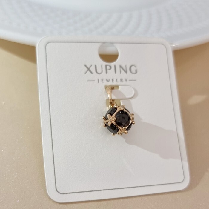 Кулон коллекция "Xuping" покрытие позолота, вставка: фианиты, цвет: черный, арт.101.204 101.204
