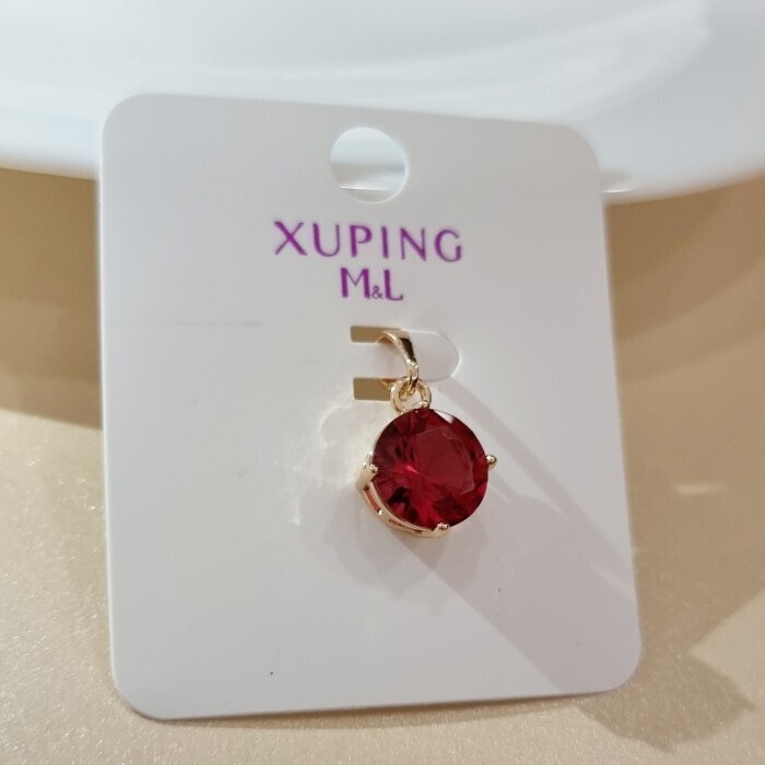 Кулон коллекция "Xuping ML" покрытие позолота, вставка: фианит, цвет: малиновый, арт.101.198 101.198