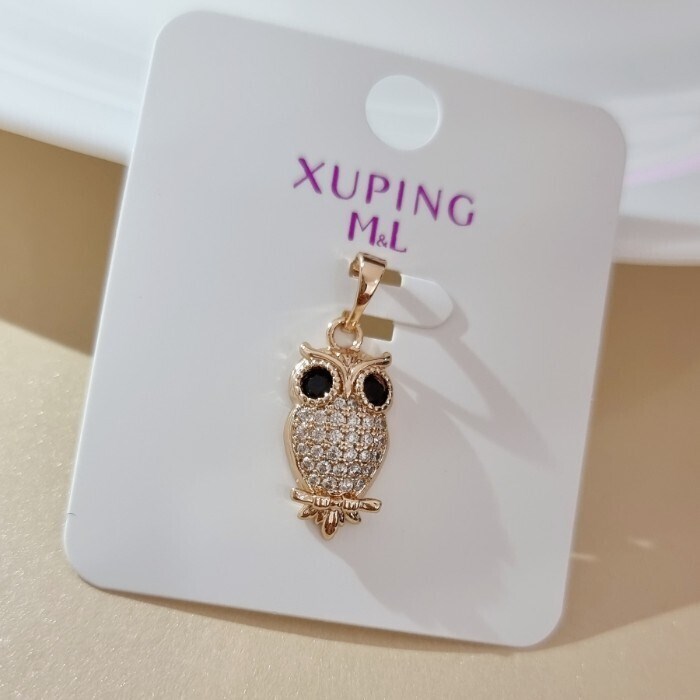 Кулон сова коллекция "Xuping ML" покрытие позолота, вставка: фианиты, цвет: черный и прозрачный, арт.101.189 101.189