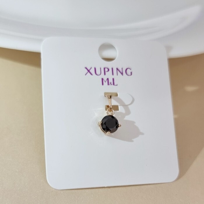 Кулон коллекция "Xuping ML" покрытие позолота, вставка: фианит, цвет: черный, арт.101.181 101.181