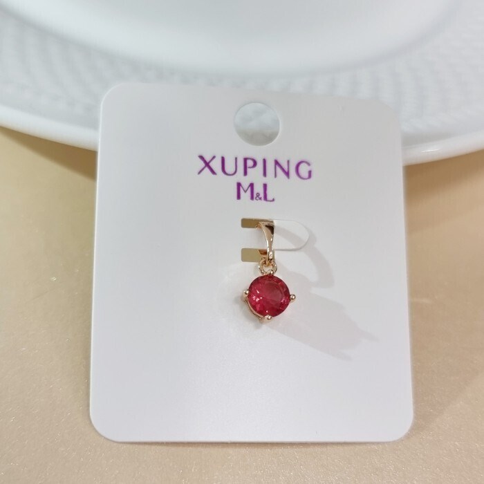 Кулон коллекция "Xuping ML" покрытие позолота, вставка: фианит, цвет: малиновый, арт.101.182 101.182