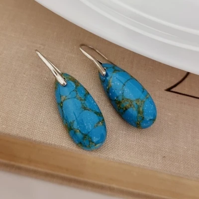 Серьги длинные подвески натуральный камень Бирюза, арт.218.249 218.249