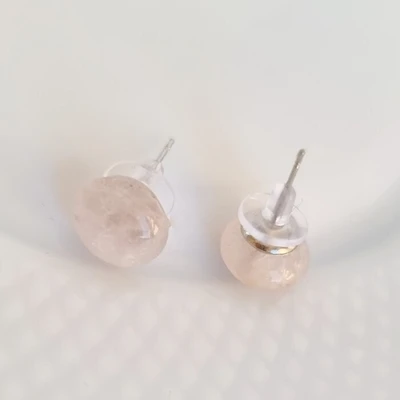Серьги бижутерия гвоздики круглые натуральный камень прозрачный Кварц, 1030, арт.218.116 218.116