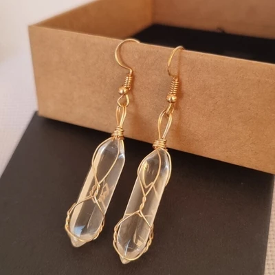 Серьги длинные натуральный прозрачный Кварц, 1050, арт.218.062 218.062