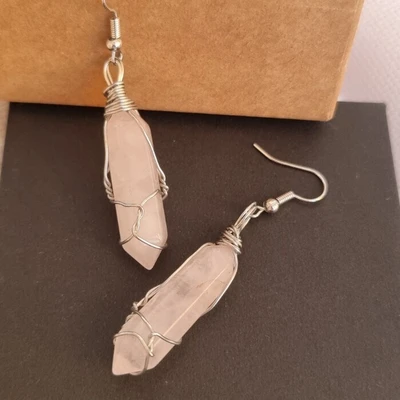 Серьги длинные натуральный камень Розовый Кварц, 1050, арт.218.066 218.066