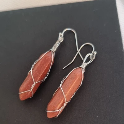 Серьги длинные Авантюрин коричневый, 1050, арт.218.060 218.060