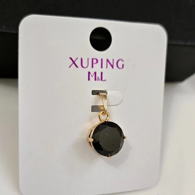 Кулон коллекция "Xuping" покрытие позолота, вставка: фианиты, цвет: черный, Х000913125, арт. 101.094 101.094