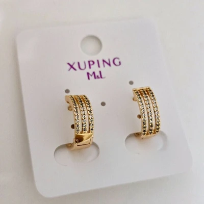 Серьги кольца дорожка коллекция "Xuping" покрытие позолота, вставка: фианиты, арт.101.089 101.089