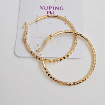 Серьги конго средние, коллекция "Xuping" покрытие позолота, с алмазной гранью, Х000704037, арт. 101.082 101.082