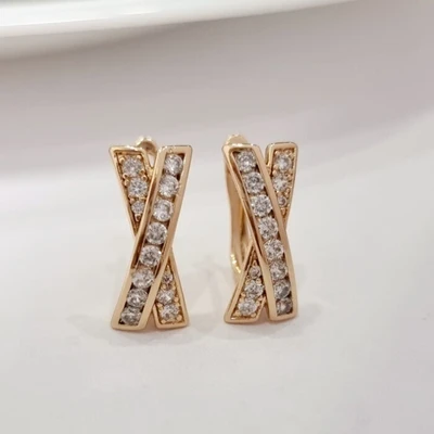 Серьги коллекция "Xuping" покрытие позолота 18К, вставка: фианиты, цвет: прозрачный, арт.101.063 101.063