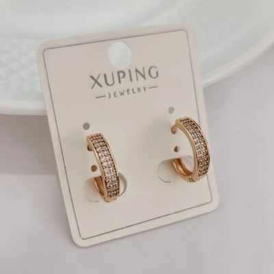 Серьги дорожки коллекция "Xuping" покрытие позолота 18К, вставка: фианиты, цвет: прозрачный, арт.101.060 101.060