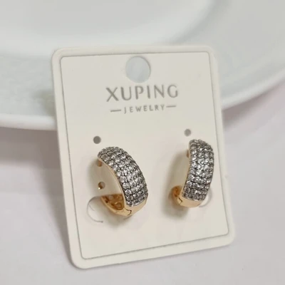 Серьги конго дорожка коллекция "Xuping" покрытие позолота 18К, вставка: фианиты, арт.101.046 101.046