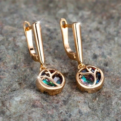Серьги висячие с камнями, покрытие позолота 585 пробы,H0478, арт.212.026 212.026