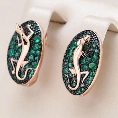 Серьги ящерицы овальные, покрытие позолота 585 пробы,H1847, арт.212.019 212.019