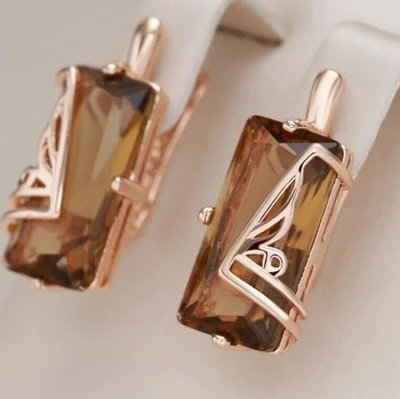 Серьги висячие с камнем, покрытие позолота 585 пробы,H1822, арт.212.002 212.002