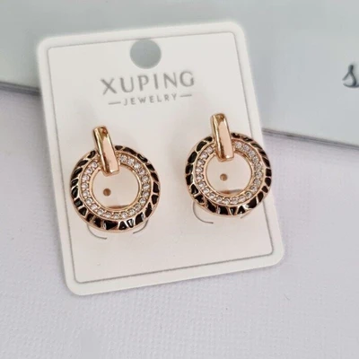 Серьги женские круглые коллекция "Xuping" покрытие позолота, вставка: фианиты, 1098, арт.101.008 101.008