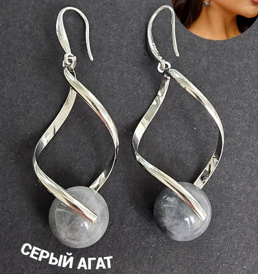 Серьги длинные с натуральным камнем, 035,арт. 218.011 218.011