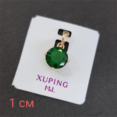 Кулон коллекция "Xuping" покрытие позолота, вставка: камень зеленый, 32, арт.01.1696 01.1696