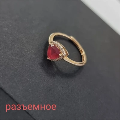 Кольцо безразмерное раздвижное коллекция "Xuping" покрытие позолота , вставка: камень малиновый матовый, 62, арт.01.1681 01.1681