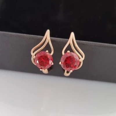 Серьги коллекция "Xuping" покрытие: позолота, вставка: фианиты, цвет: красный, Х000837212, арт.001.635 001.635