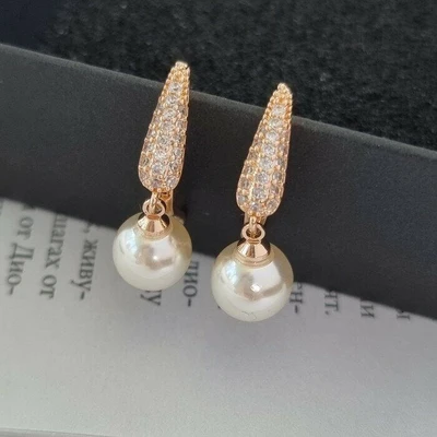 Серьги коллекция "Дубай" покрытие позолота, с иск. жемчугом,4116, арт.214.284 214.284