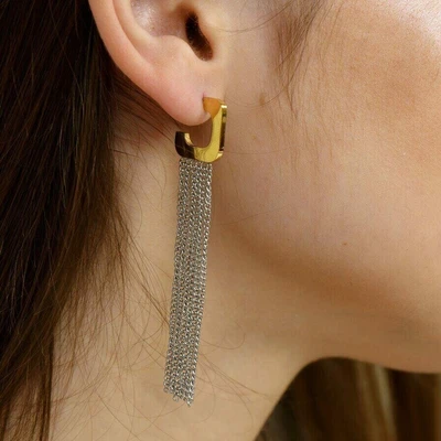 Серьги цепи из стали, длинные висячие, 78186, арт.947.462 947.462