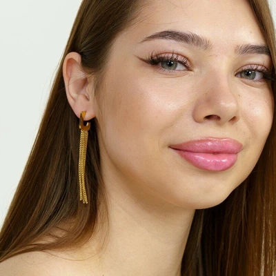 Серьги цепи из стали, длинные висячие, 78186, арт.947.459 947.459